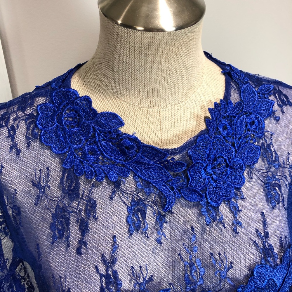 AKIRA Blue Lace Mini Dress - Picture 8 of 14